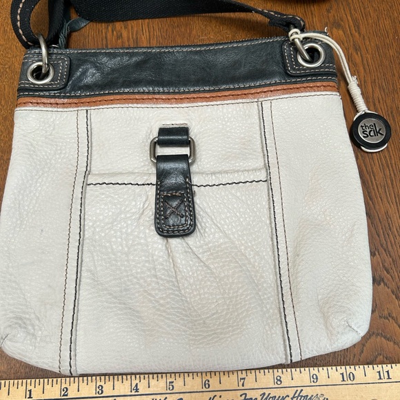 The Sak Vintage BoneWhite/Brown/Black Leather Crossbody. Match brn/blk web strap - Picture 5 of 7